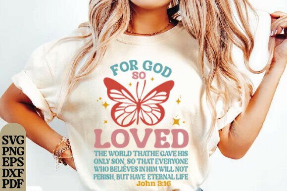 Front and Back Christian Retro Butterfly for T-Shirt Designs