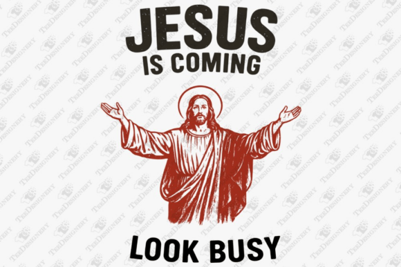 Jesus is Coming: A Humorous Christian Embroidery Design