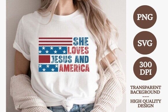 She Loves Jesus and America: A Versatile Graphics Asset for T-Shirt Designs