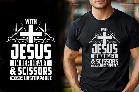 With JESUS in HER HEART and SCISSORS in: A Unique T-Shirt Graphics Asset